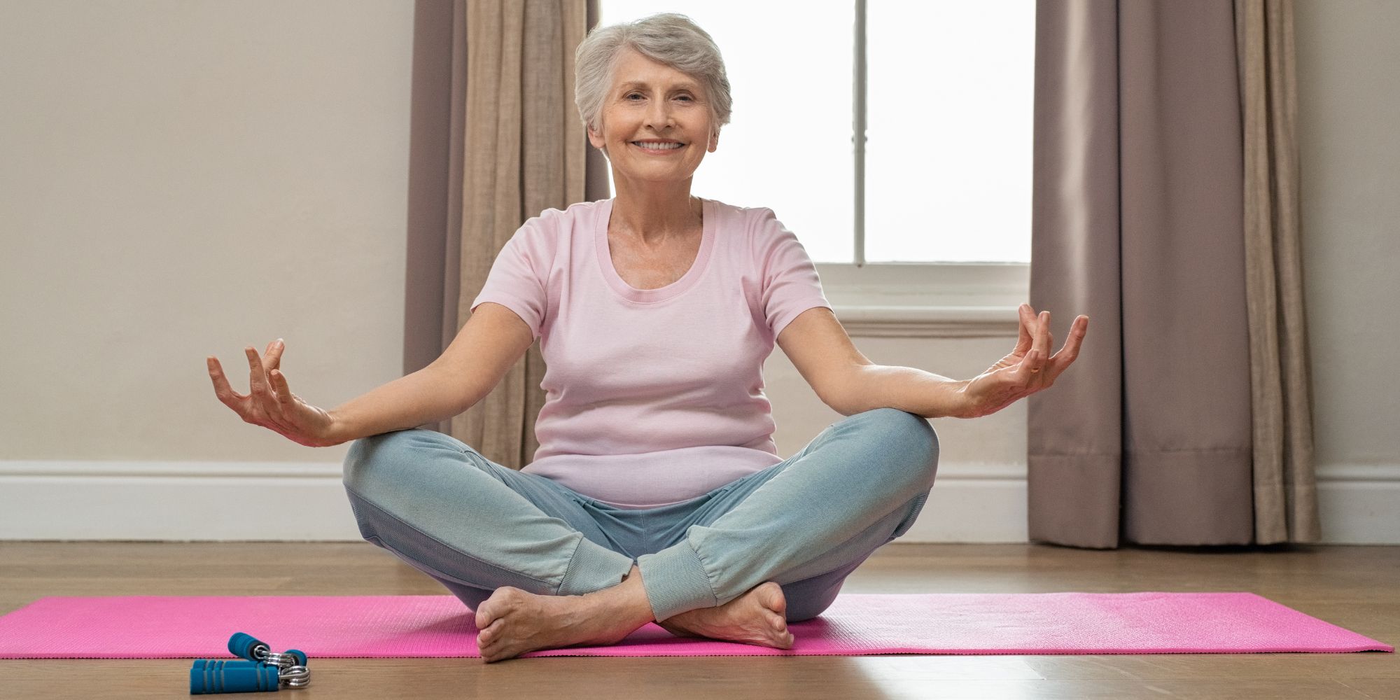 senior woman doing yoga gentle yoga for seniors