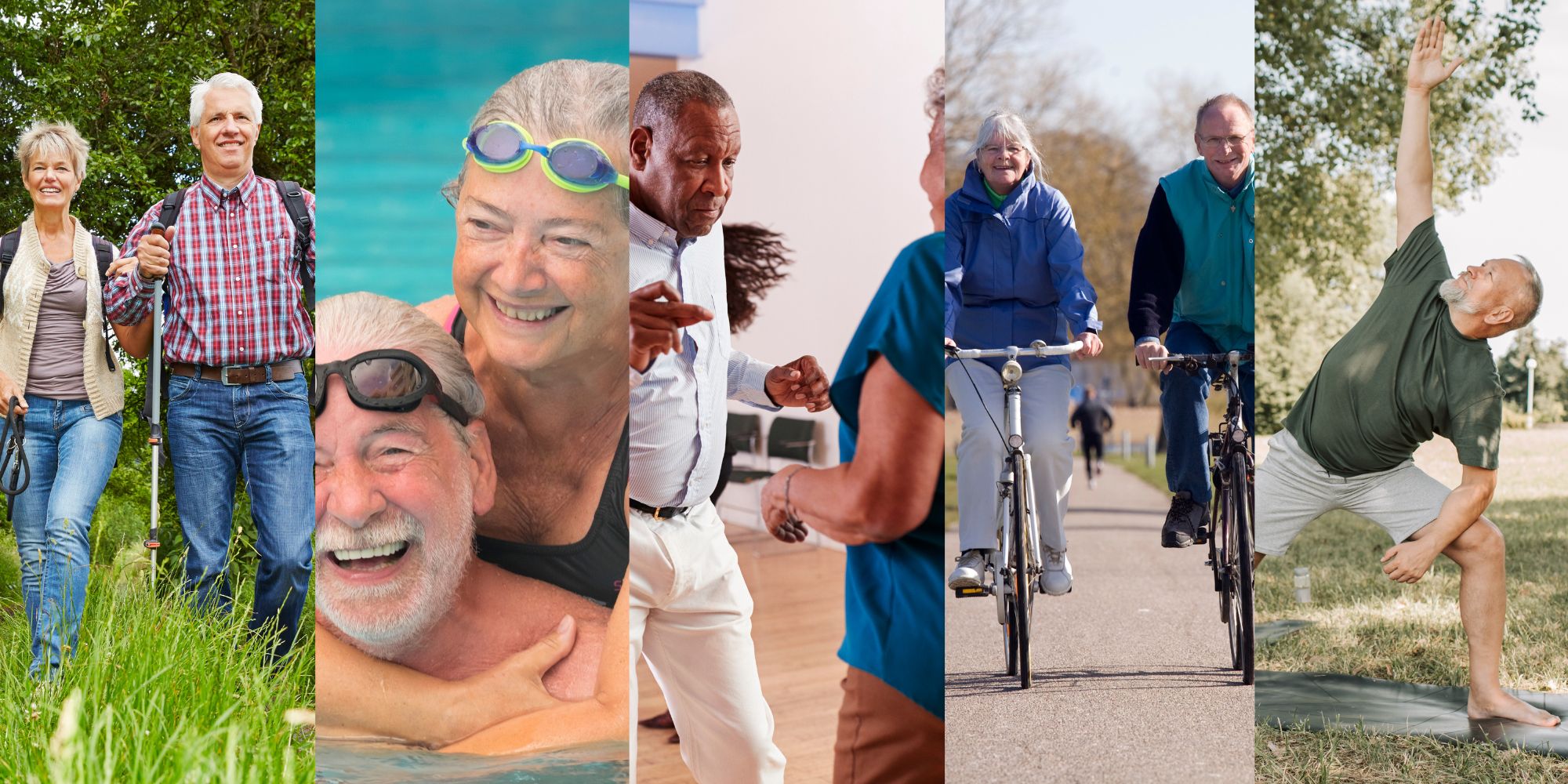 selection of senior exercises fitness tips for seniors to stay active, healthy and happy