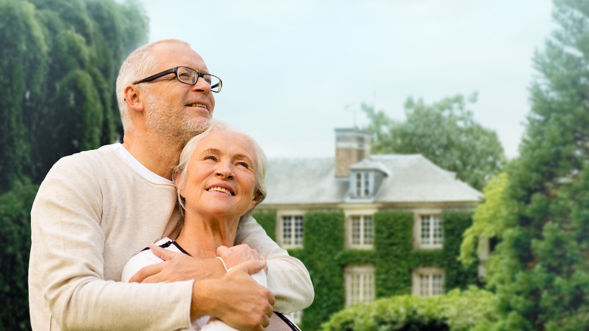 older senior couple embracing in the garden - your friendly guide to senior health fitness and well-being